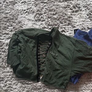 Green Embroidered Zip-Up Jacket